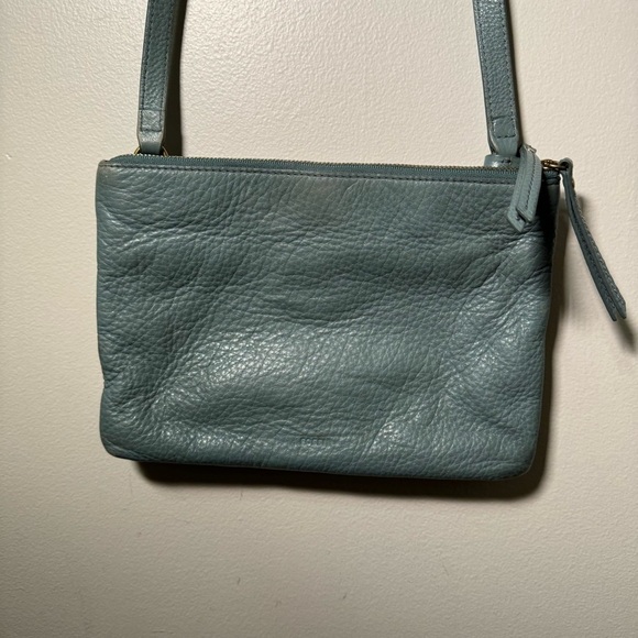 Fossil  seafoam green genuine leather crossbody satchel - Picture 2 of 9